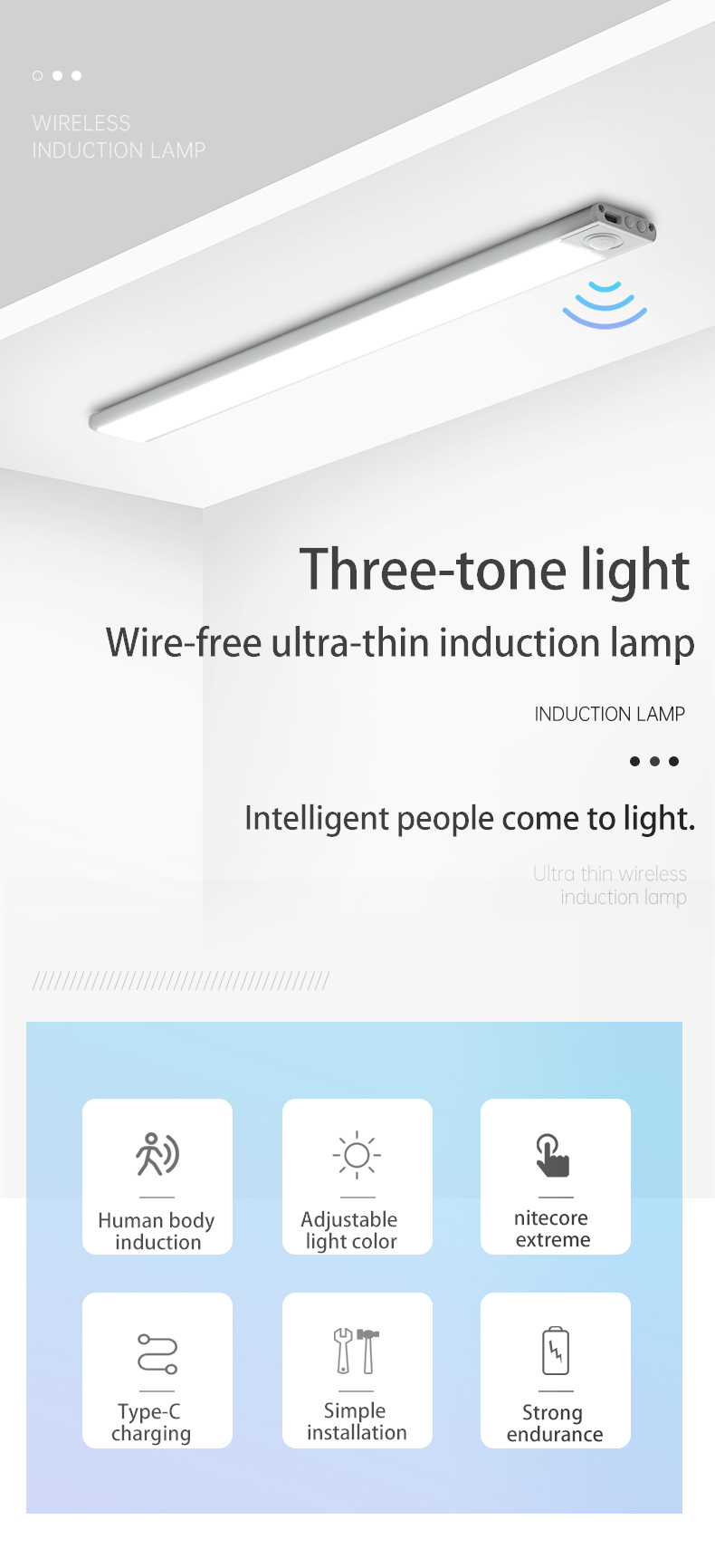 Stick-anywhere 3.7V Modern 80 Indoor Motion Sensor Led Lights with DC5V Input Voltage