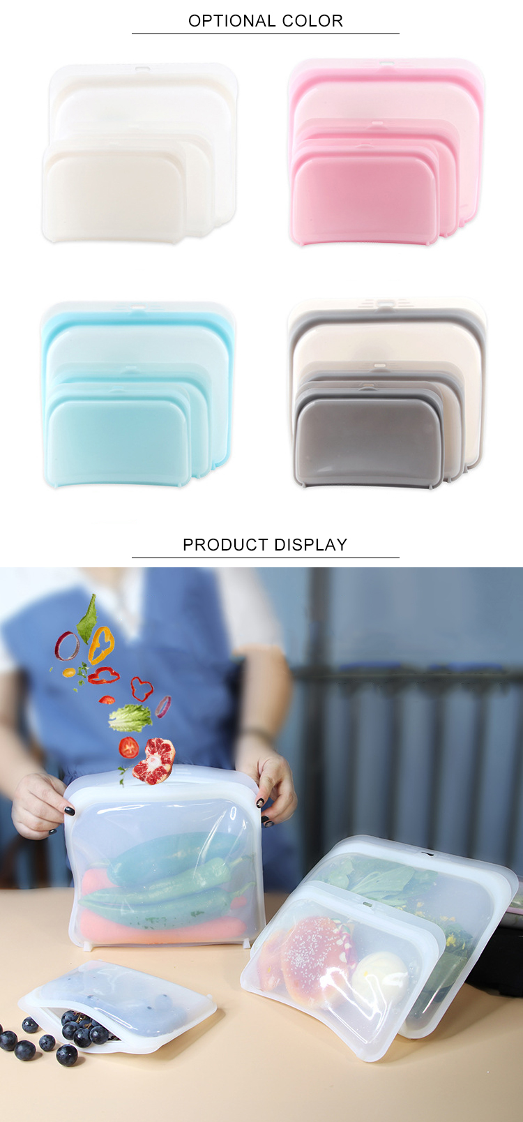 420ML 1800ML BPA Free Reusable Silicone Sandwich Snack Bags