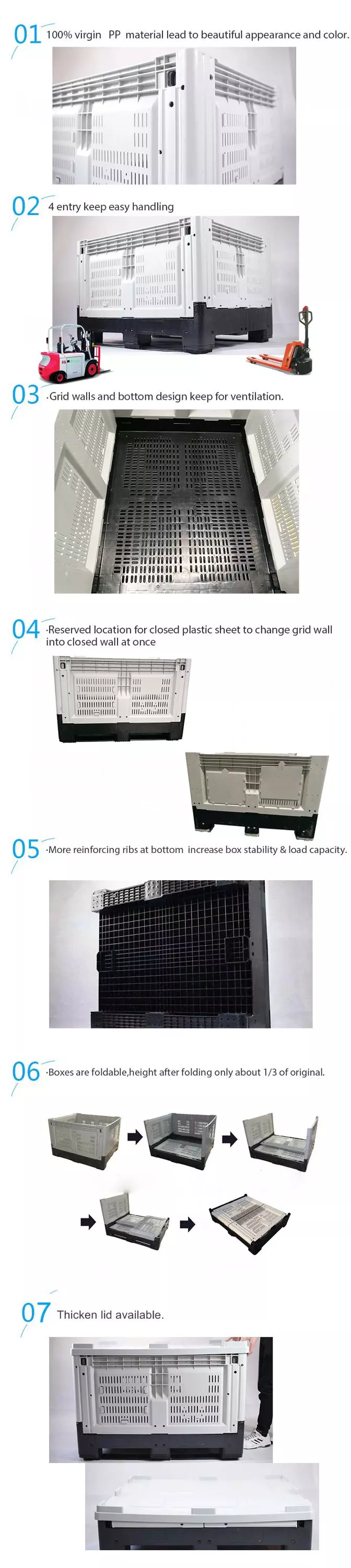 Customized logistic collapsible pallet box recyclable plastic folding shipping grid pallet box