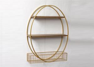China Gold Metal Framed Metal And Wood Display Shelves wholesale