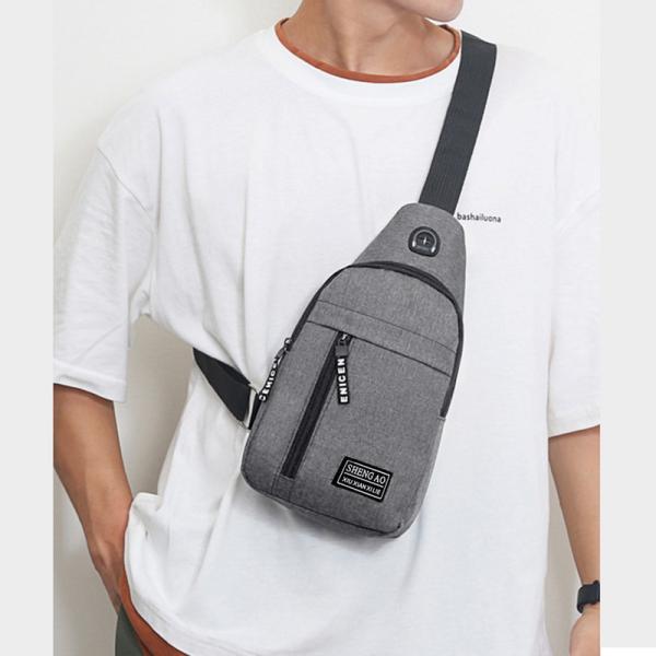 Men Anti Theft Chest Bag Short Trip Messengers Bags USB Charging Crossbody