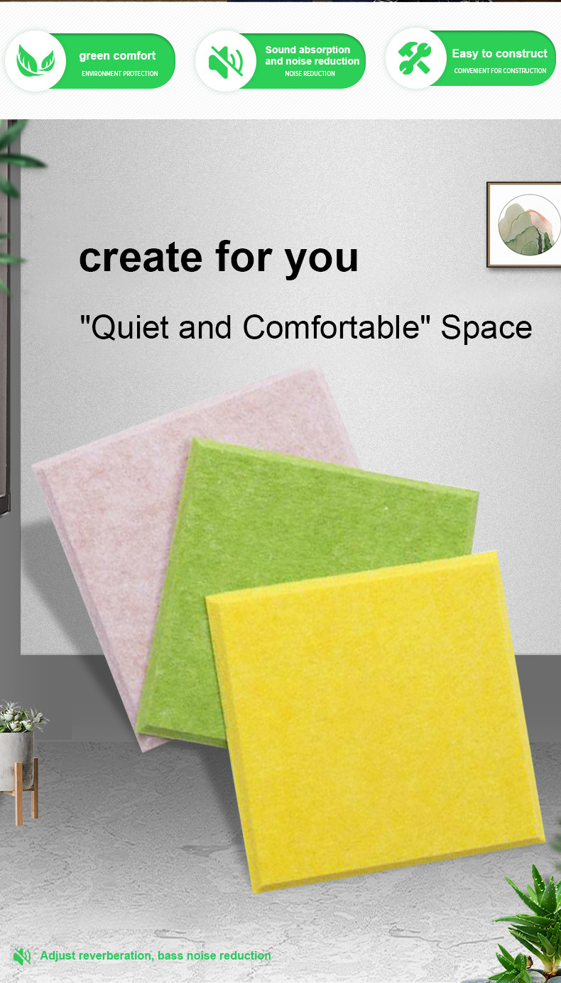 Polyester 0.8-1.2 Thickness Acoustic Wall Panel With Adhesive Backing