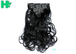 Black Curly Synthetic Clip In Hair Extensions Human Hair Wefts