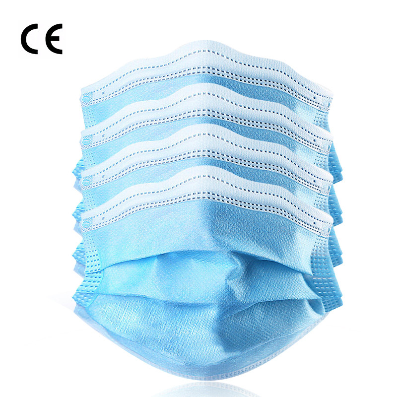 Disposable Earloop Non Woven 3ply Face Mask / Blue Disposable 3ply Face Mask For Personal