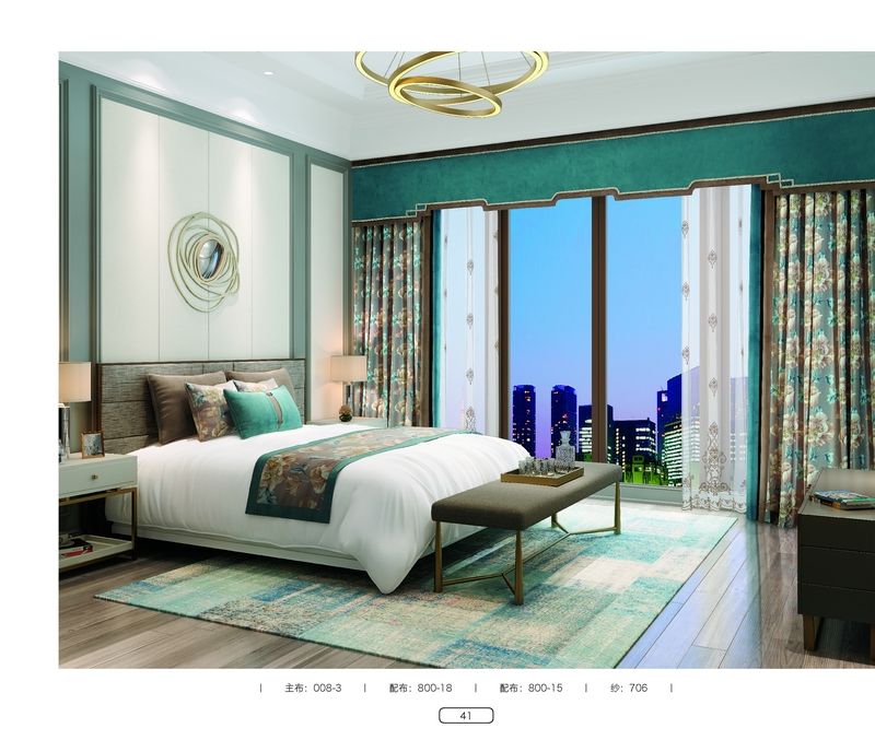 High quality luxury fabric curtains blind window drapes and finish fabric sale bedroom with matching sheer 
