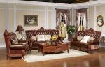 Luxury classic antique European style living room furniture solid wood leather
