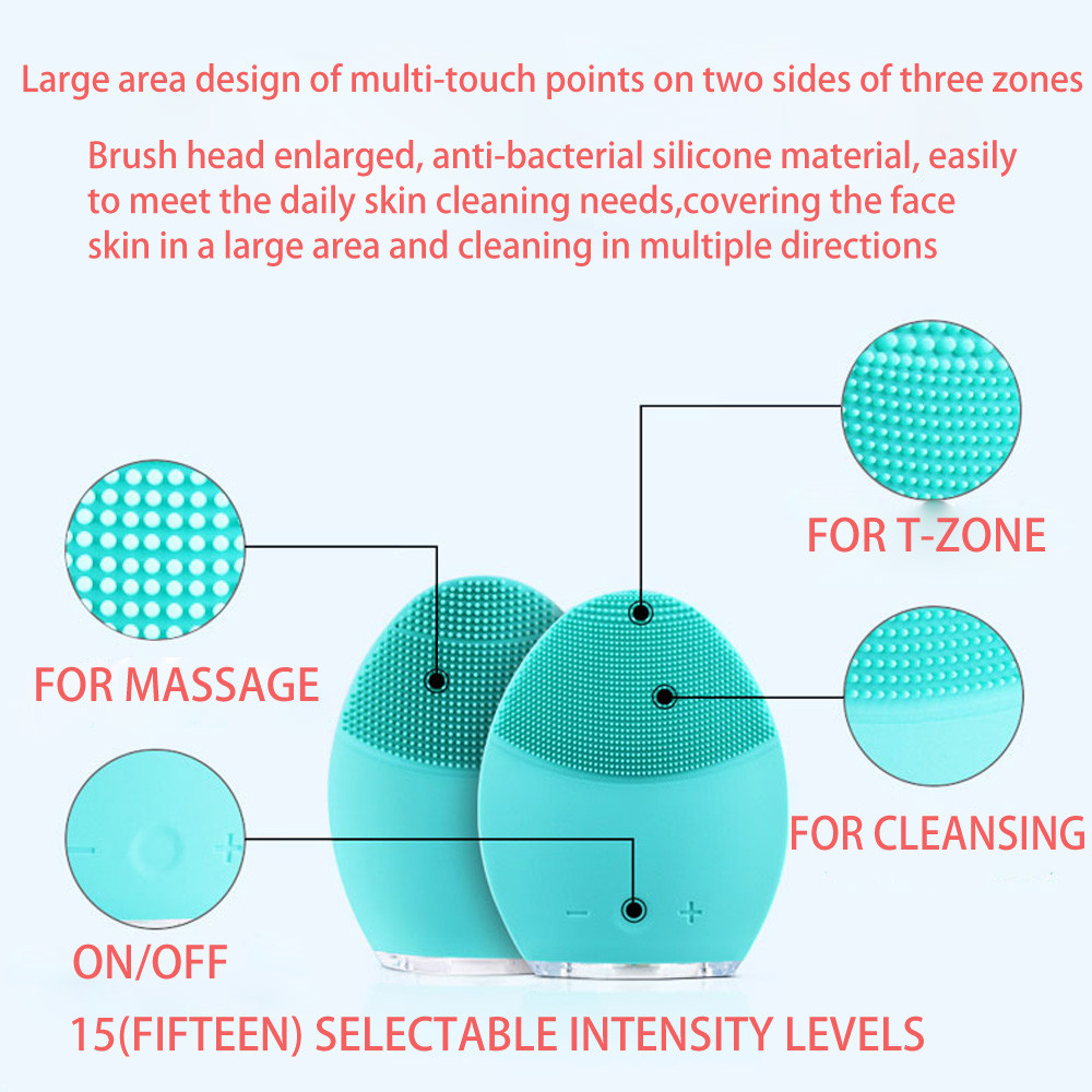 High Frequenc Exfoliating Silicone Skin Brush Food Grade Material 6000rpm