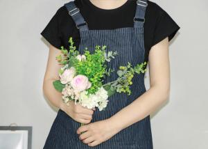 China Blue Stripe Cloth Dustproof Womens Cooking Apron With Adjust Strap wholesale