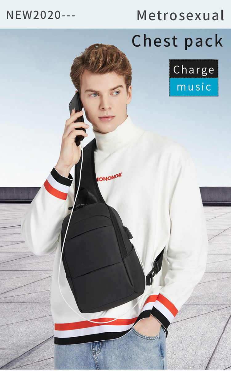 ISO9001 Anti Theft Men Shoulder Bags With USB Charging