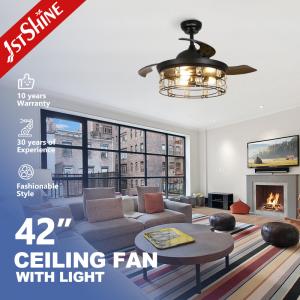 China 42 Inches Farmhouse Retractable Ceiling Fan Light Invisible Blade wholesale