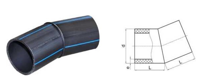 DN125-DN1200 PE80 PE100 PE Fabricated 22.5 Degree Elbow Fittings