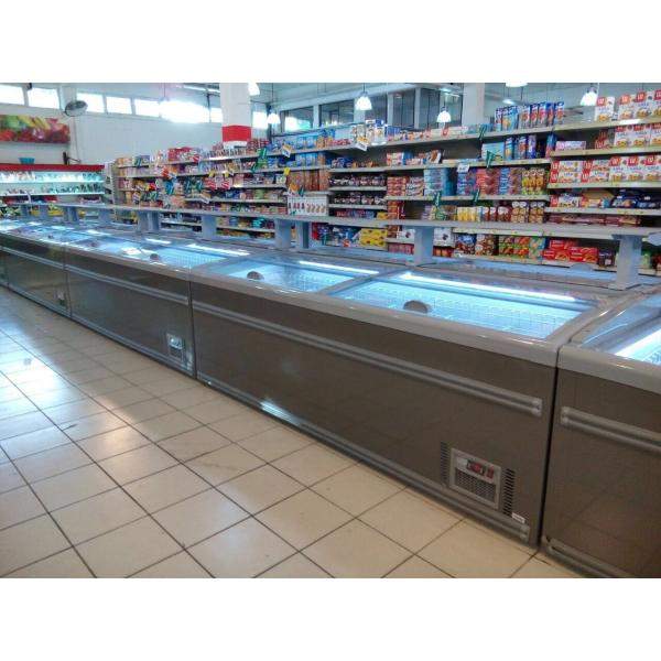 Supermarket No Frost Island Freezers Large Glass Door Chest Display Freezer