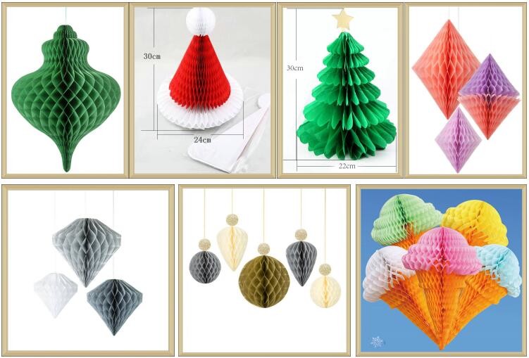Party Decoration colorfull Tissue Paper Honeycomb Balls,Diamonds Peach,Bauble