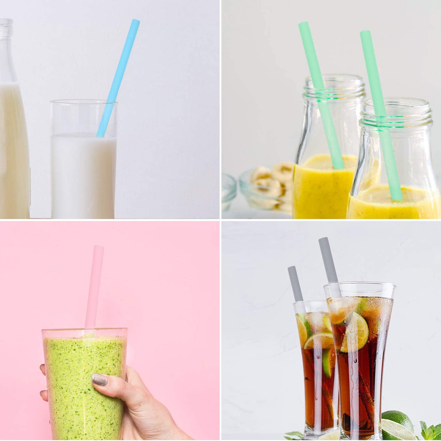 Reusable Flexible Silicone Kitchen Product Straws Odorless Durable