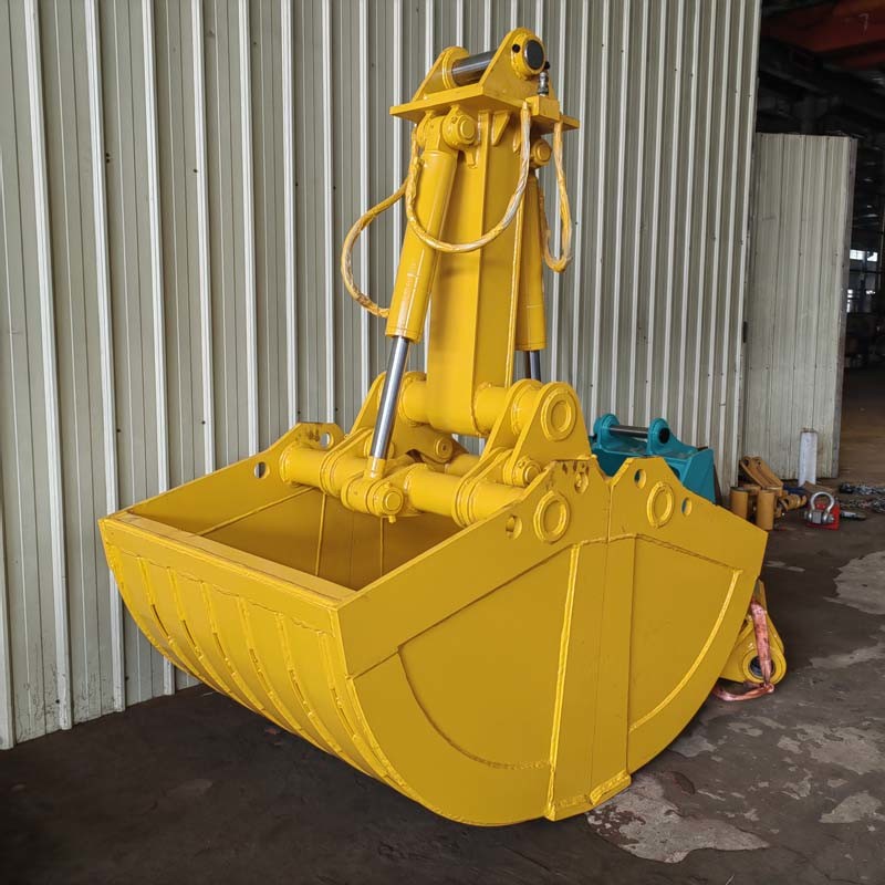 Excavator Telescopic Arm With Clamshell Bucket 0.3cbm For Loading Bulk Cargoes