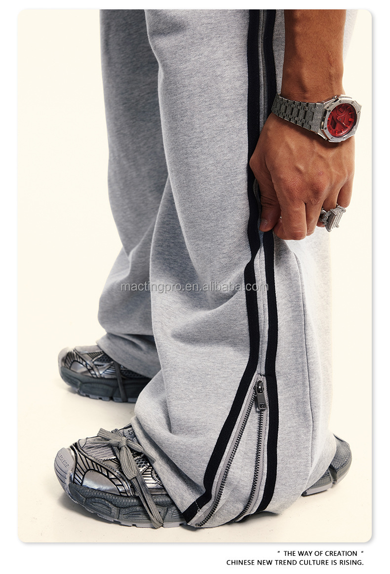 Custom Streetwear Cotton French Terry Stacked Flare Sweatpants Joggers with Acid Wash