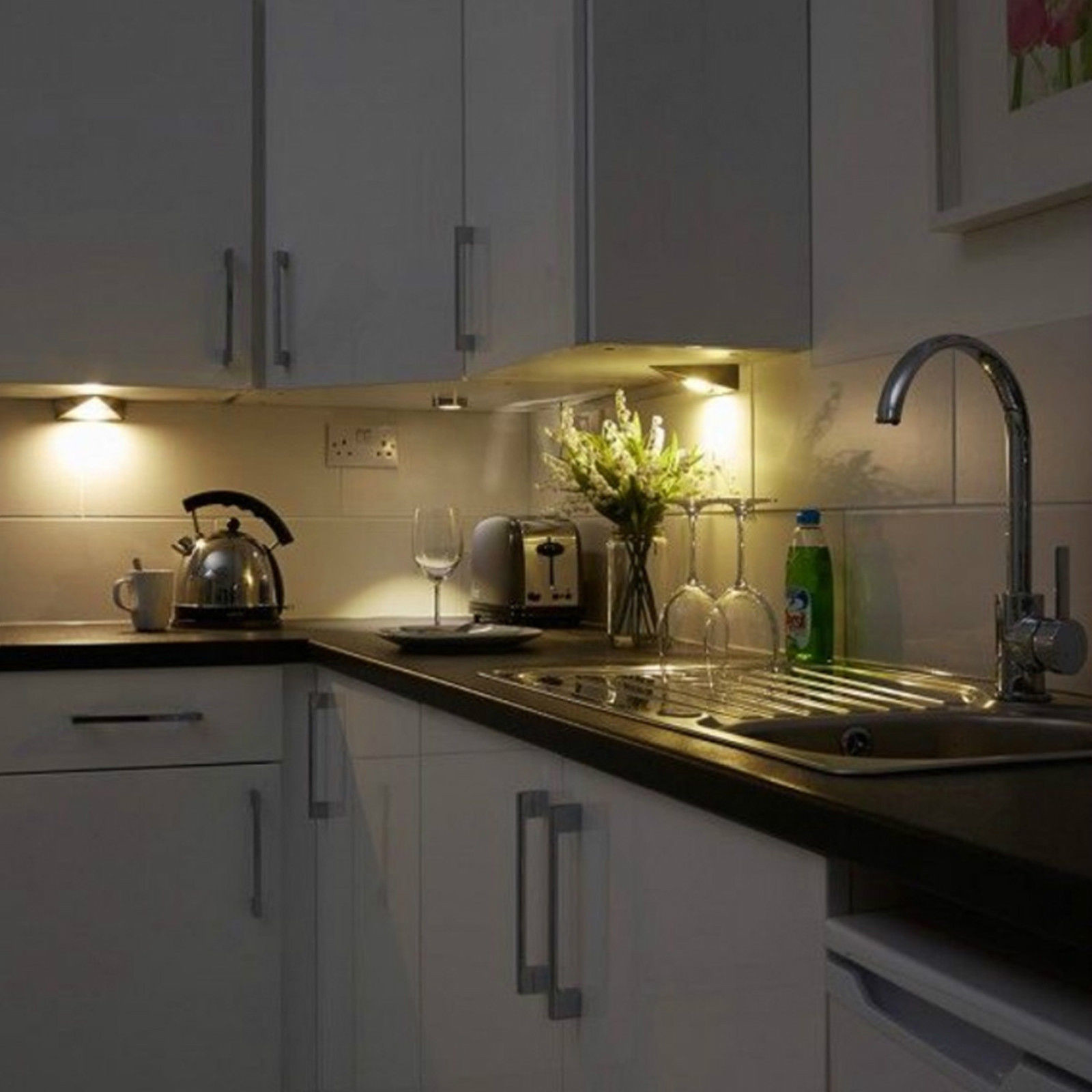 Wireless 220V Undermount LED Cabinet Lights Recessed Dimmable