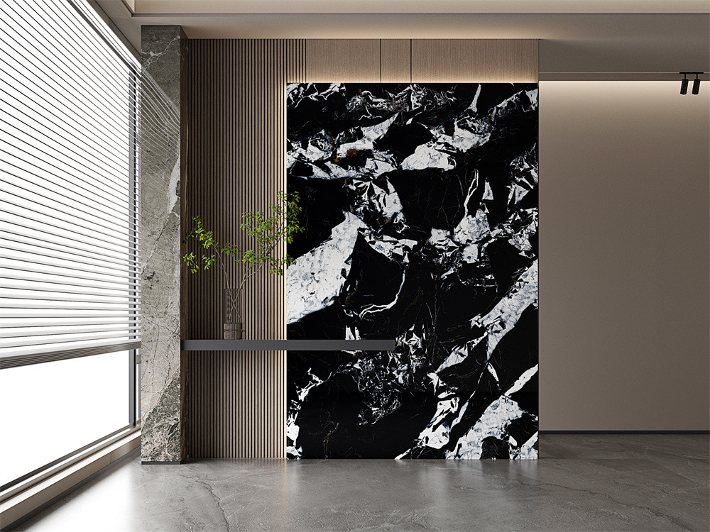 160x320cm Black Matt Glazed Porcelain Sintered Stone Slab And Indoor Wall Porcelain Rock Slabs For Office