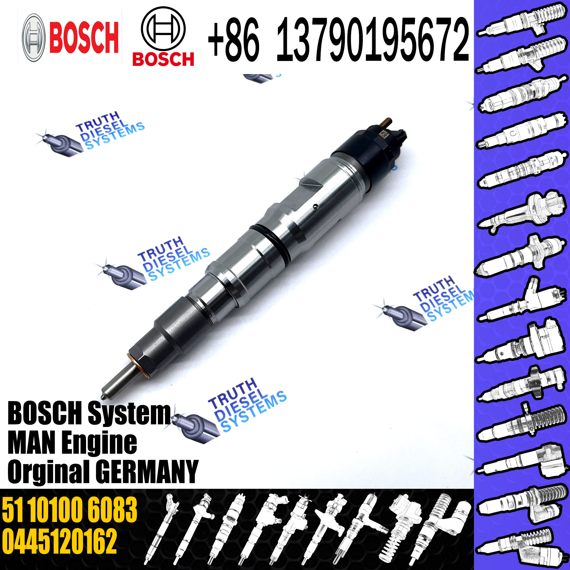 Diesel Common Rail Injector 0445120162 0445120167 0445120327 51101006083 51101009083 FOR MAN