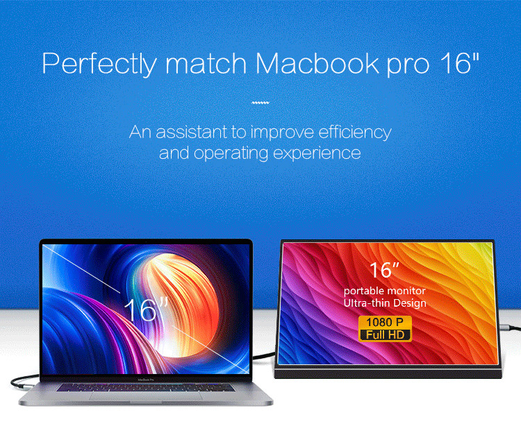 16 Inch Type C Port HDR 1920*1080 IPS Portable Laptop Screen Extension