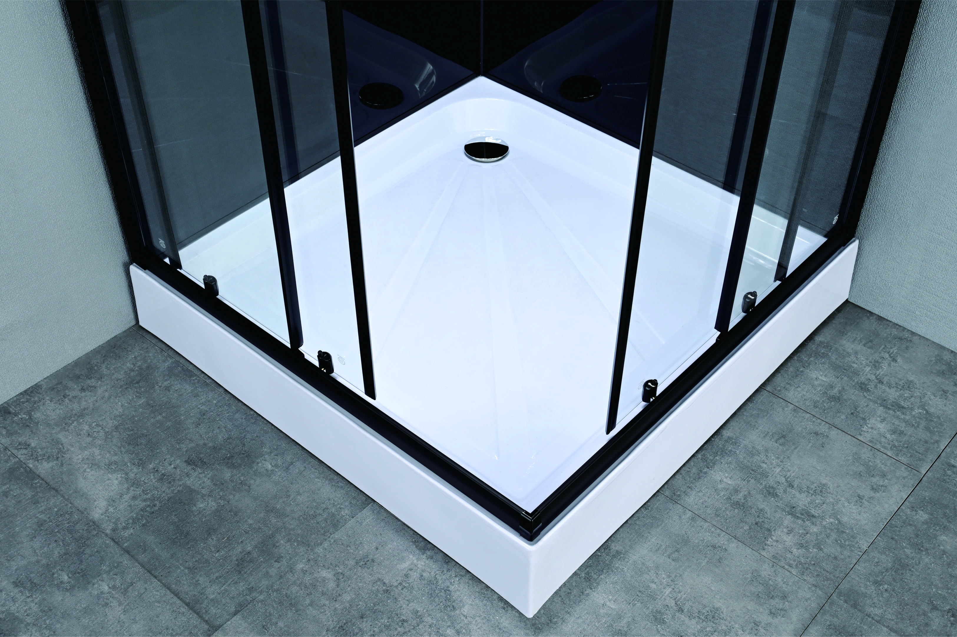 Stylish Shower Room With Matt Black And Tempered Glass For mordern And Customizable