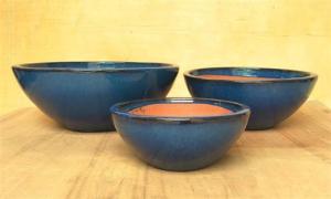 China Indoor 52cmx20cm Blue Glazed Ceramic Garden Pots wholesale
