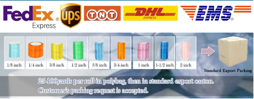 0.6-7.5cm  Double Single Face Satin Ribbon For Wrapping Decoration Garment
