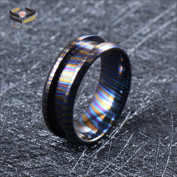 Customized Handmade Natural Colourful Timascus Rings Blank Inlay Ring for Men Width 8mm Third Party Appraisal Certificate