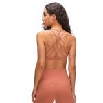 Fitness Sexy Lulu Cross Back Padded Custom Logo Workout Women's Solid Color
