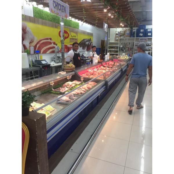 Painted Steel Material Food Display Cooler / Deli Fresh Meat Showcase