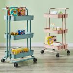 Kitchen Three Storey 15kg Bearing Metal Trolley Cart