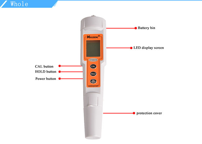 Pocket Portable Digital PH Meter Water Resistance With Mini LCD Display