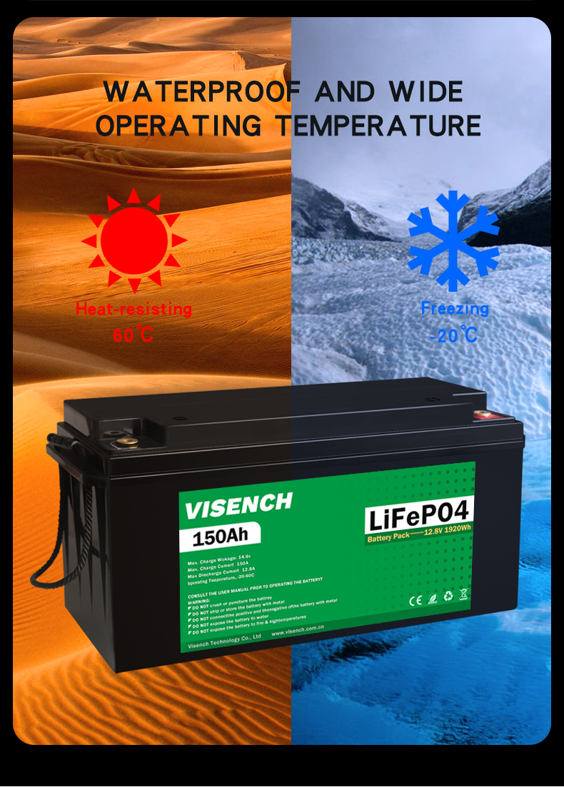Visench Solar System Lifepo4 Battery Pack Lithium Ion Lifepo4 12V 150AH Lithium Ion Batteries