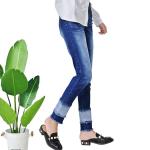 Vintage Straight Women Denim Skinny Jeans Full Length Spandex / Cotton