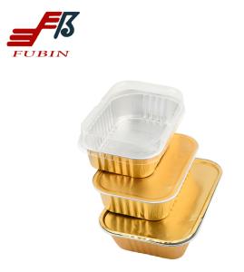 China 750ML Cosmetics Gold Takeout Aluminum Foil Trays With Plastic Lids wholesale