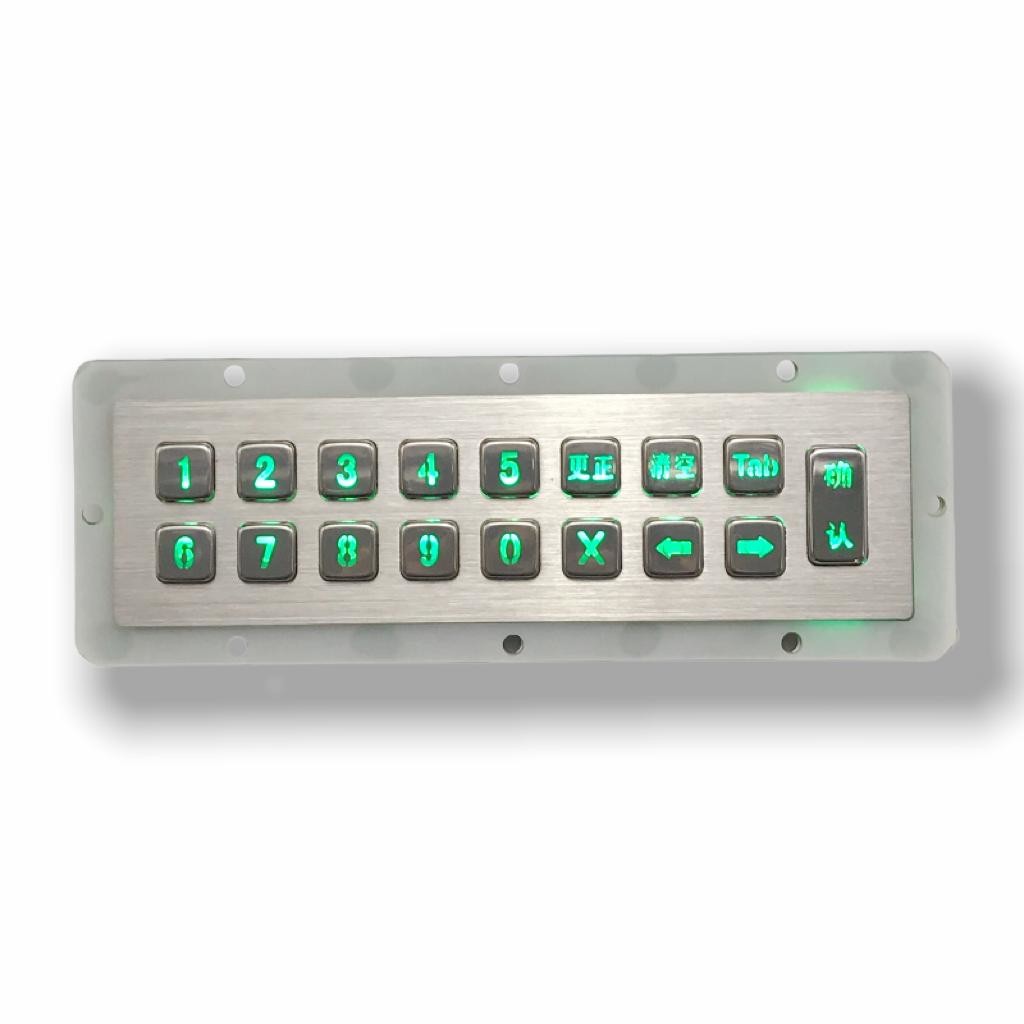 IP65 / IK07 Waterproof USB Stainless Steel 17 Keys Backlit Keypad Industrial Numeric Keypad With Backlit Rear Panel Mounted -40℃