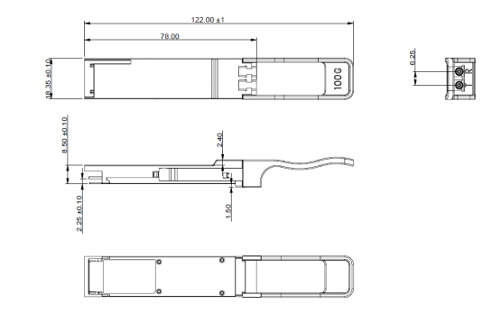 100Gbps QSFP28 ER4 Lite Optical Transceiver Up to 27.952 Gbps Data rate per channel