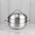 Double Food Steamer Set 28cm Stainless Steel Non Stick For Cooking