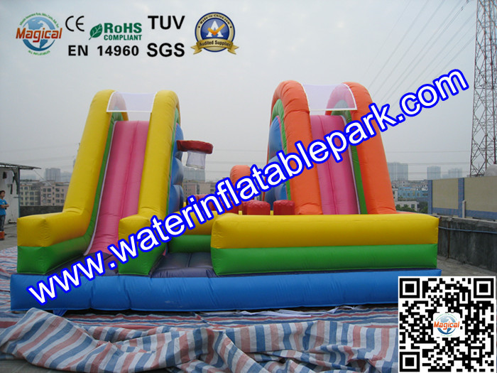 Colored Commercial Grade PVC Tarpaulin Inflatable Bouncy Castle Slide Combo