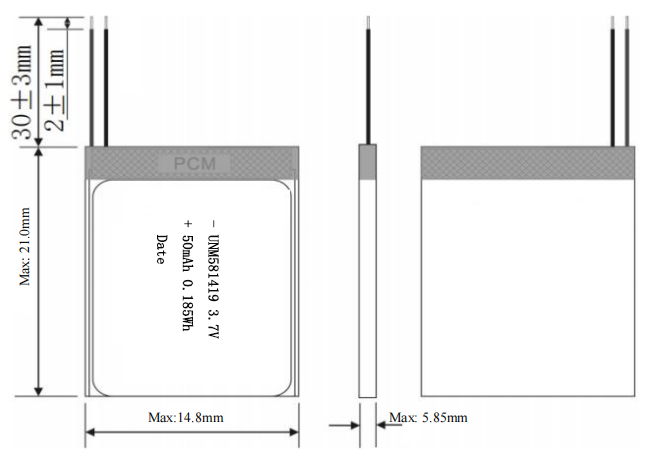 Ultra Small 3.7V 50mAh 15C High Rate Discharge Rechargeable Lithium Polymer Battery 581419