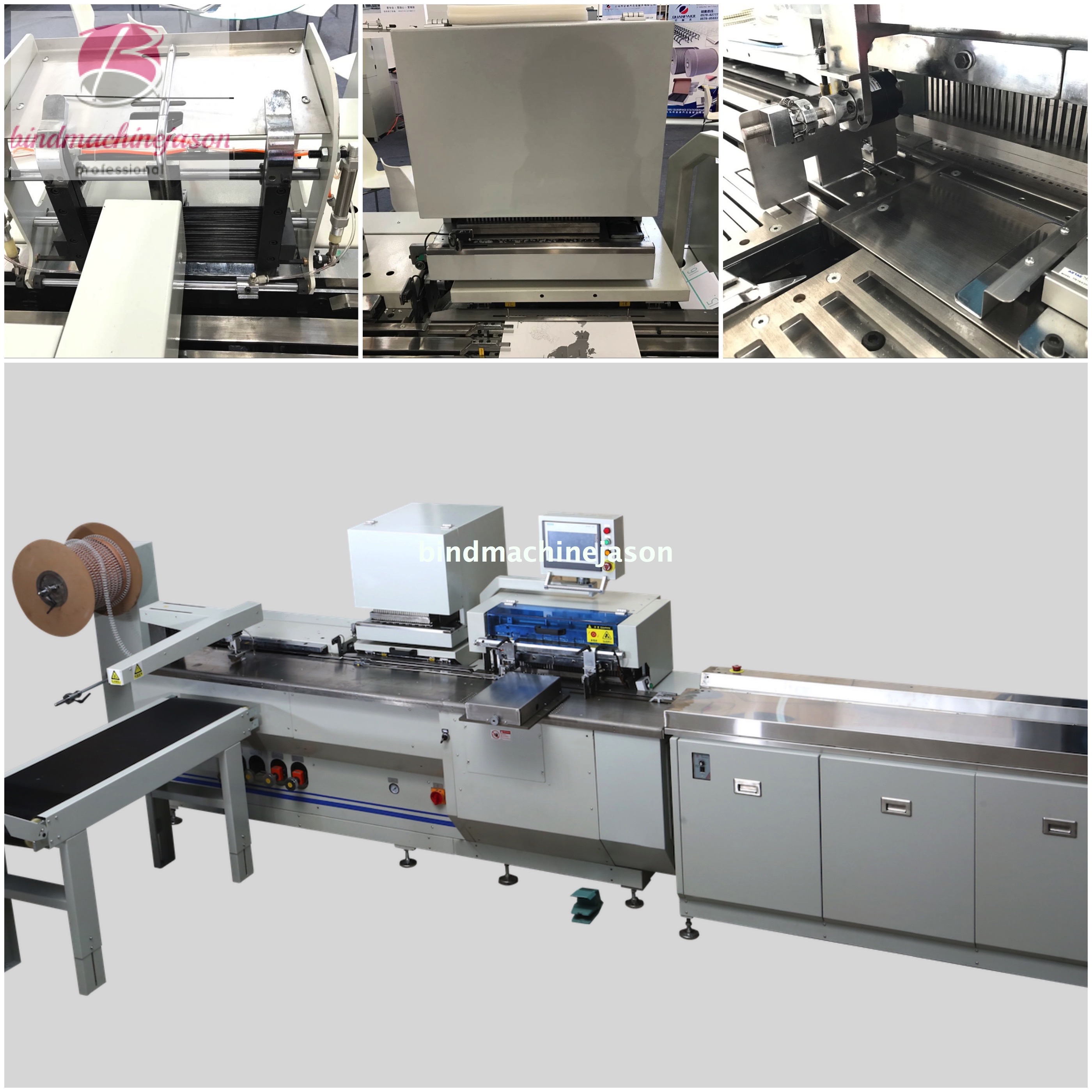 automatic wire binding machine PBW580S with hole punch and auto feed converyor