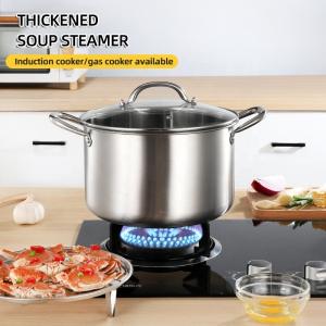 China Kitchen Hot Fashion Silver Cooking Soup Pot 410 Stainless Steel Steamer Pot Induction Stock Pot With Glass Lid wholesale
