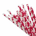 Whie And Red Polka Dot Paper Straws 7.75 Inches Long 0.25 Inches Diameter