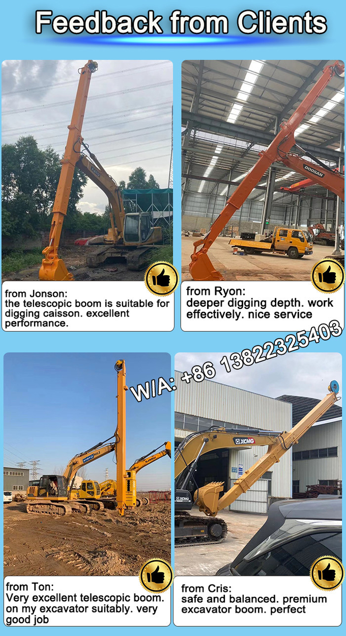 High Effective Excavator Telescopic Arm For 14M 15M 16M Deep Excavation