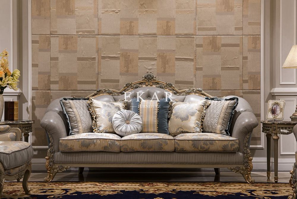 Elegant Wood Luxury Carved European Living Room Furniture Set