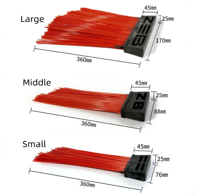 Replaceable Square Street Cleaning Brush Red Sanitation Road Sweeper Brush Safety Nylon