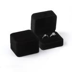 Personalized Custom Black Velvet Wedding Ring Box Double Eco-Friendly