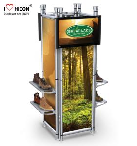 China Clothing Store Fixtures 4-way Footwear Shop Display Stand Metal Shoes Display wholesale