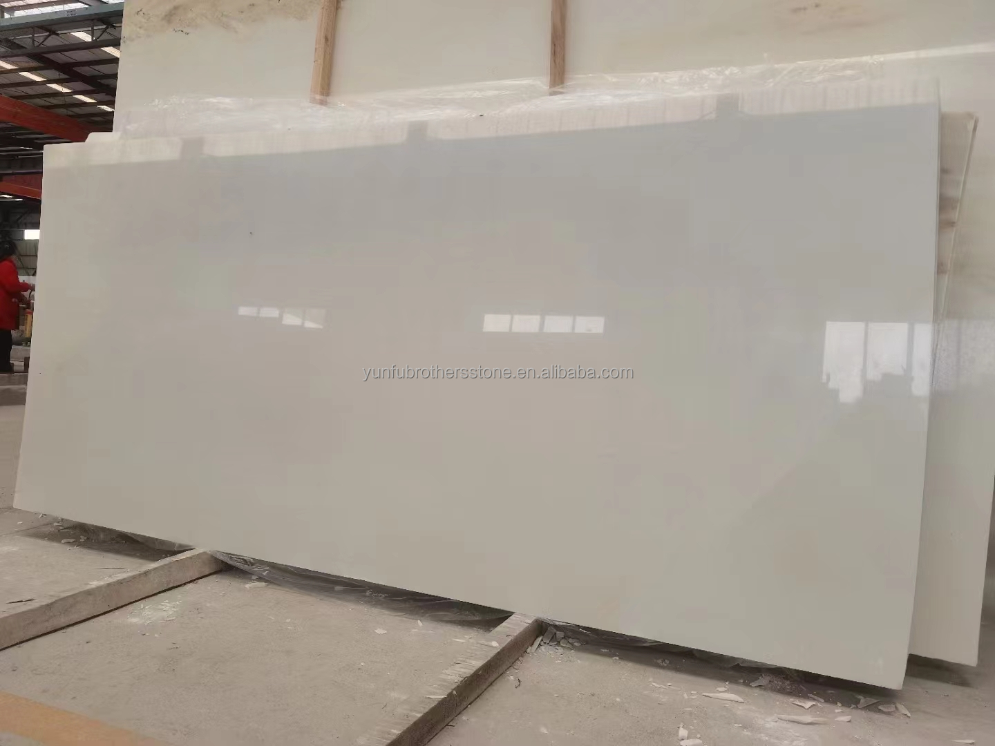 Custom Modern White Onyx Marble Slab for Staircase Dining Table Fireplace Stove Stone