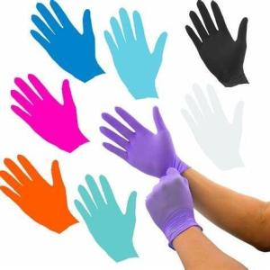 China White Black Pink Purple Green Blue Nitrile Examination Gloves with ASTM D3578 Standard wholesale